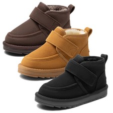 Boys Girls Kids Ankle Boots Faux Suede Fur Lined Casual Chukka Boots Snow Boots