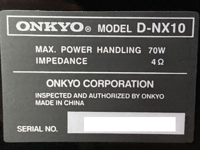 ONKYO D-NX10 Piano black Speakers 30x24.5x17cm/11.81x9.64x6.69