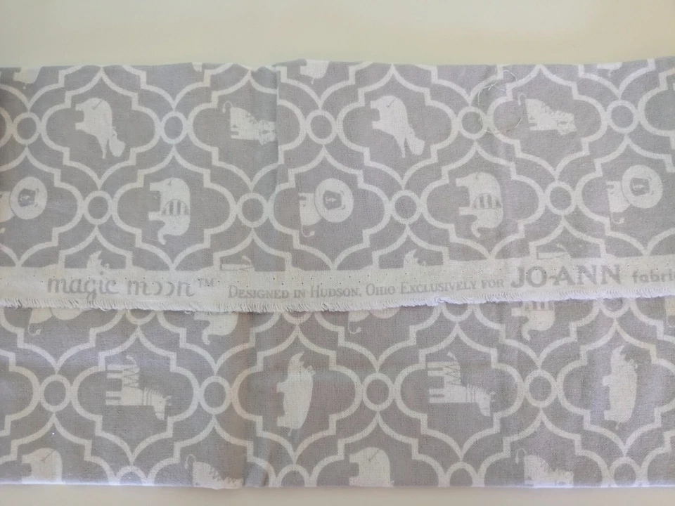 Joanne's Flannel Fabric Magic Moon Gray w/ Elephants, Pigs Hippos 51"x 42" - Image 4 of 4