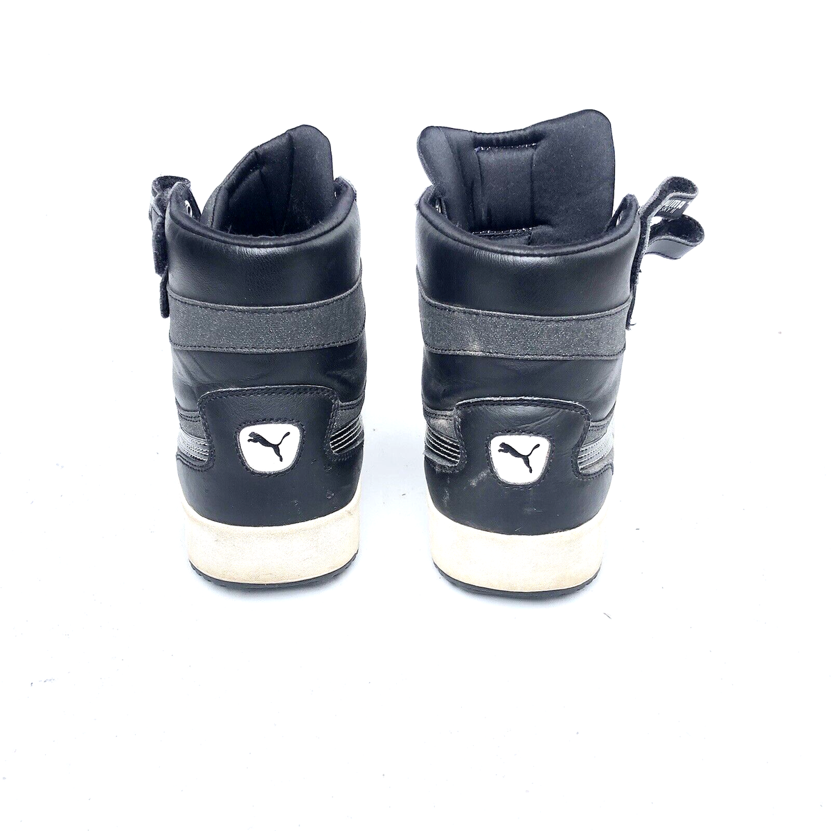 Puma Sky 2 Hi Top Sneaker Sz 9 USW Blk/Slvr Leather Basketball