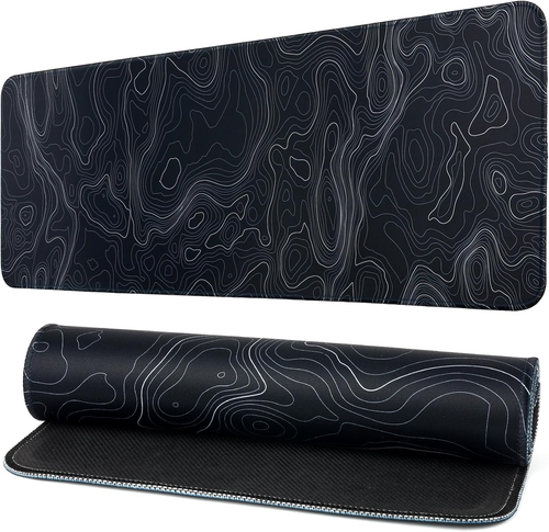 Large Gaming Mouse Pad, Black Topographic Mousepad Desk Mat for Gaming Office, L - Picture 11 of 12