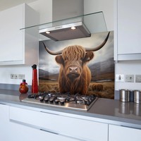Highland Cow II Glass Splashback