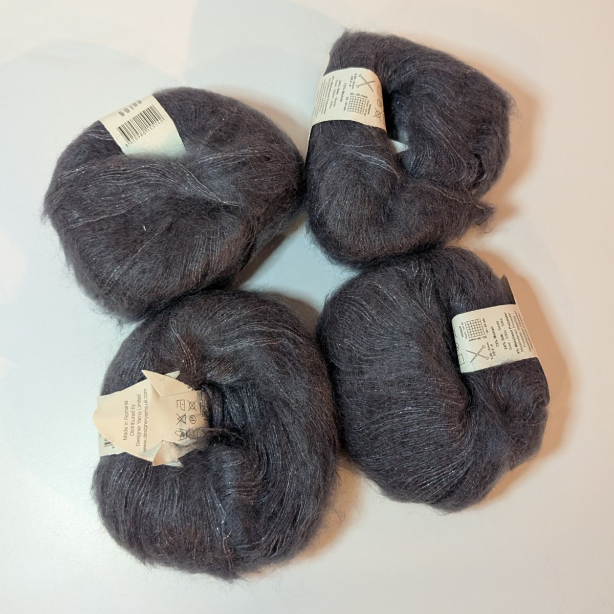 Super Kid Mohair Silk and Metal, Debbie Bliss Angel Yarn, Gray