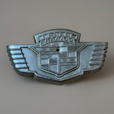 Original Vintage Cadillac Trunk Ornament Emblem Metal Crest Winged Art Deco