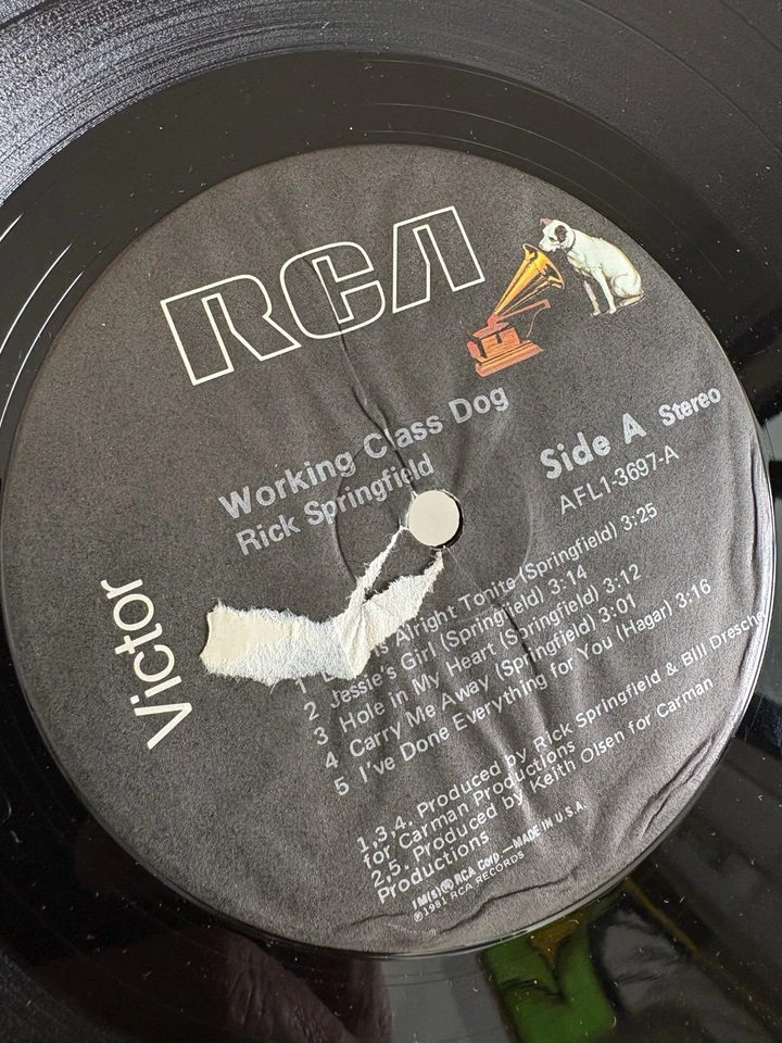RICK SPRINGFIELD - Working Class Dog VINYL LP 1981 RCA DB1 - Image 2 of 3