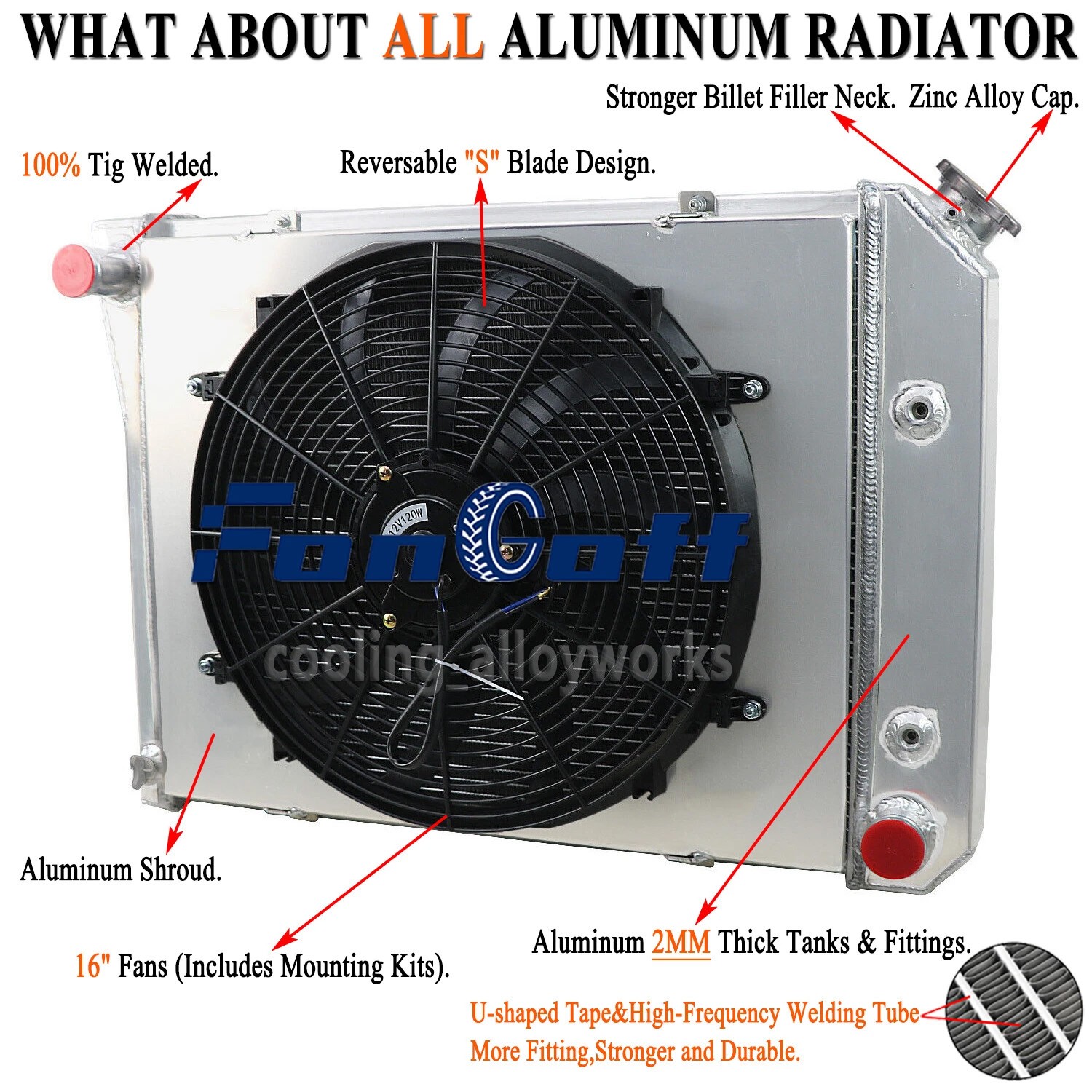 Fit 68-74 Chevy Nova/ 70-81 Camaro/ 75-87 El Camino 4-Rows Radiator+Shroud Fan