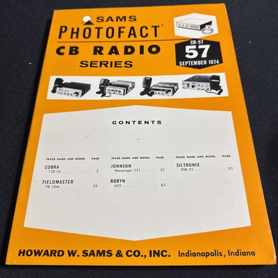 #ad SAMS Photofact CB Radio Series Manual CB 57 September 1974 $7.99