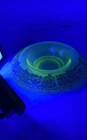 Vintage Uranium Green Depression Glass Floral Collectible Console Bowl