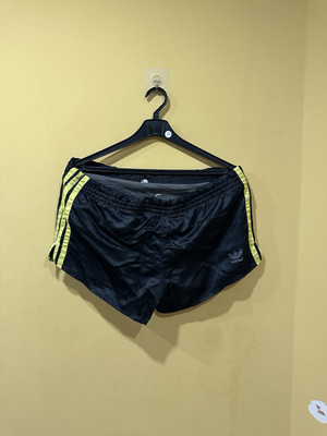 Vtg 80s Adidas Black & Yellow Shiny Nylon Glanz Sprinter Shorts D6