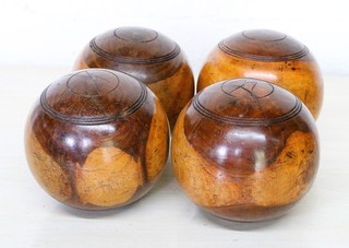 4 x Lignum Vitae Crown Green Bowls Vintage or Antique V. Large Beautiful Wood