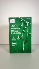 Home Accents Holiday 200 Cool White Mini LED Icicle Lights Indoor/Outdoor 17ft