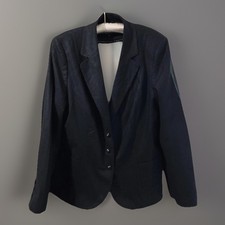 Black Suit Jacket Blazer with White Stitch Design UK Size 10 Smart NEXT