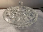 Vintage Federal Glass Candy Dish Clear Windsor Button/Cane Pattern MCM 1970s