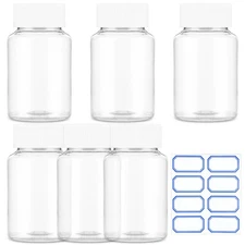 Clear Pill Bottle 6 Pcs Empty Medicine Organizers 80ML Plastic Dispenser Jar ...