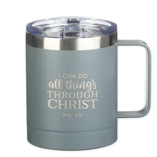 Stainless Steel Double Wall Vacuum Insulated Camp Style Travel Mug 11 oz Gray...