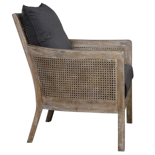 Uttermost Encore Coastal Fabric and Wood Arm Chair in Dark Gray - Picture 3 of 10
