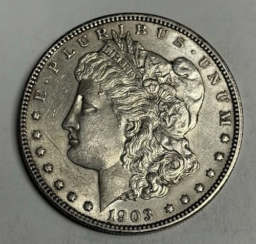 AU 1903-P Morgan Silver Dollar (lt cleaning), U.S. $1 Coin Almost UNC