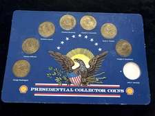 1992 SHELL OIL, BRONZE PRESIDENTIAL COLLECTOR COIN SET, GOLD FINISH.