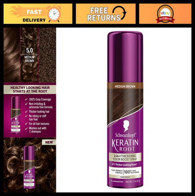 Temporary Hair Color Spray - Medium Brown, Instant Gray Coverage, Ammonia-Free,