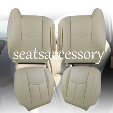 For Chevy Tahoe 2003-2006 Driver Passenger Bottom & Top Leather Seat Cover Tan