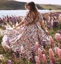 Vestido Spell & the Gypsy Manzanilla Lovebird Media Luna Talla Grande NUEVO