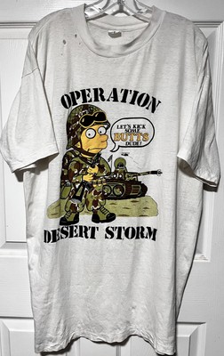Vintage Bart Simpson Shirt Mens XL Operation Desert Storm Bootleg