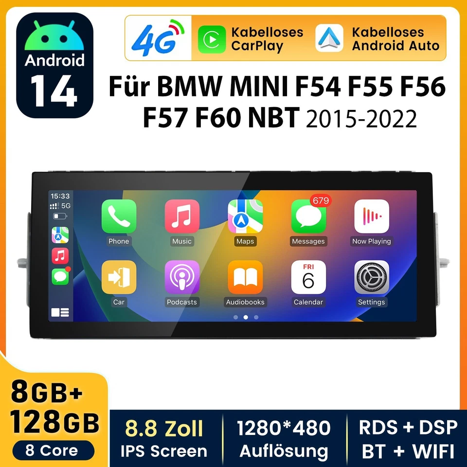 Carplay Für BMW Mini Cooper F55 F56 NBT 14-2017 8.8” Android 13 Autoradio 8+128G - Bild 4 von 4