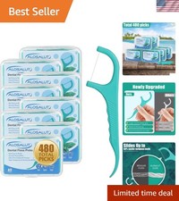 480 Count Dental Floss Picks   Mint Flavored Flossers with Built-in Toothpick...