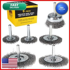 Dura-Gold 6-Piece Abrasive Wire Wheel And Cup Brush Set, 1/4" Drill Shank