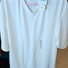 Uniqlo AIRism Men's Cotton Oversized V-Neck T-Shirt Short Sleeve White 3XL