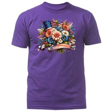 American Flag Floral US Flag American Pride Patriotic T-shirt