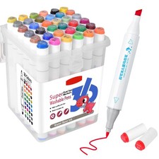 Washable Markers, 36 Colors Art Markers Set with Case, Fine Chisel Dual Tips ...