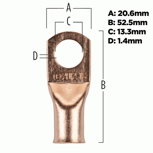 Metra CUR2012 Install Bay Copper Uninsulated Ring Terminal 2/0 Gauge 1/2 inch - Picture 4 of 5
