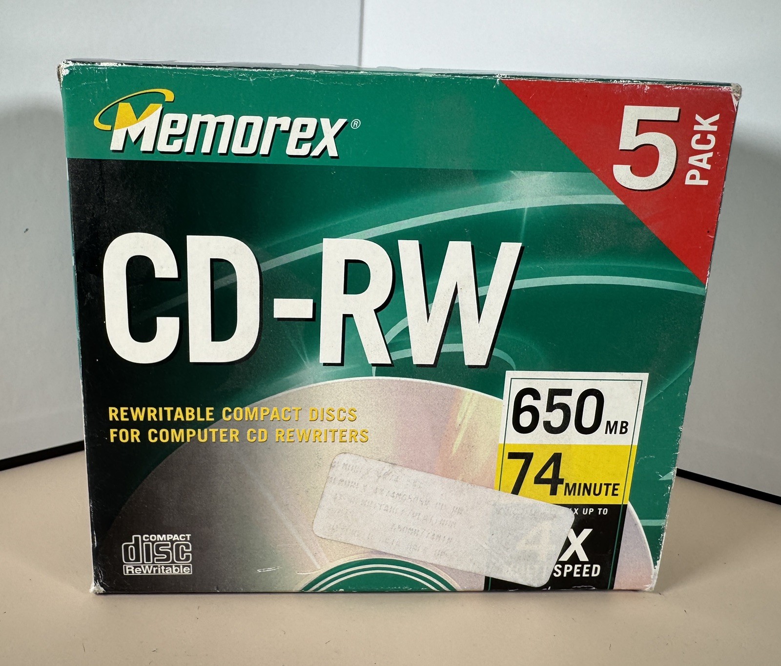 NEW Memorex CD-RW 4x 650MB 74 Min Rewritable Compact Discs 5 Pack  Blank  CD 