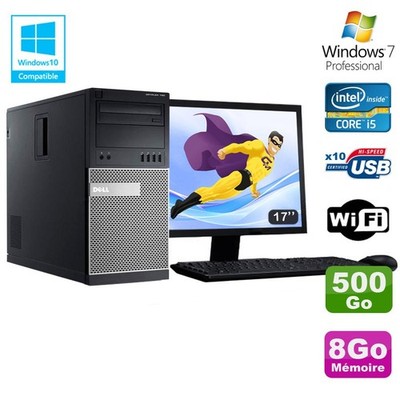 Lot PC Tour Dell 790 Core I5 3.1Ghz 8Go Disque 500Go DVD WIFI Win 7 + Ecran 17''