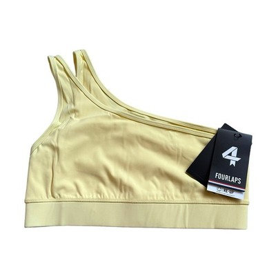 FOURLAPS Solo Bra One Shoulder Sports Bra Banana Yellow Size Medium NWT