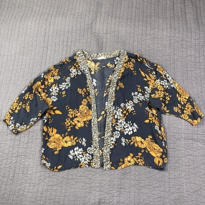 Anthropologie Andersen & Lauth Kimono Top Women One Size OS Blue Floral Boho