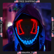 LED Halloween Mask Light Up Mask with 3 Lighting Modes for Adults and Kids