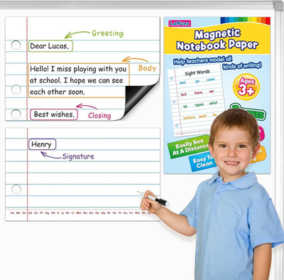 Giant Magnetic Notebook Paper, Lined Chart White Board Paper, Dry Erase Reusable