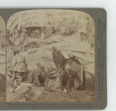 Japanese Buried by Russians Port Arthur Russo-Japanese Underwood Stereoview