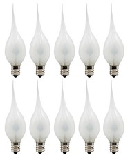 Silicone Dipped Flicker Flame C7 Bulbs, 1W 120V, E12 Candelabra Base - 10 pack