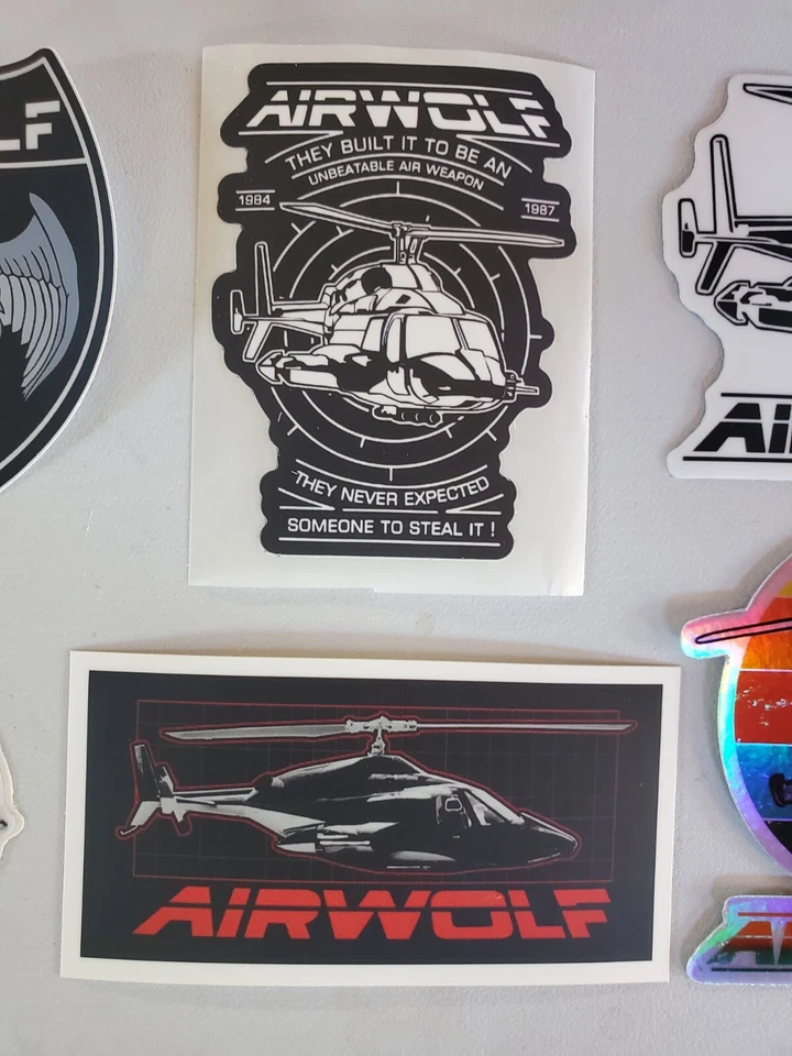AIRWOLF 1980s STICKERS VARIETY PACK (6) *WORLDWIDE 🌐 SHIPPING* NEW HOLOGRAPHIC  - Image 3 of 4