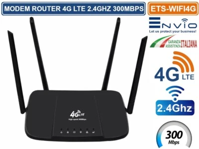 MODEM ROUTER WIRELESS 4G LTE 2.4GHZ 300MBPS 4 ANTENNE CON 1 SLOT NANO SIM
