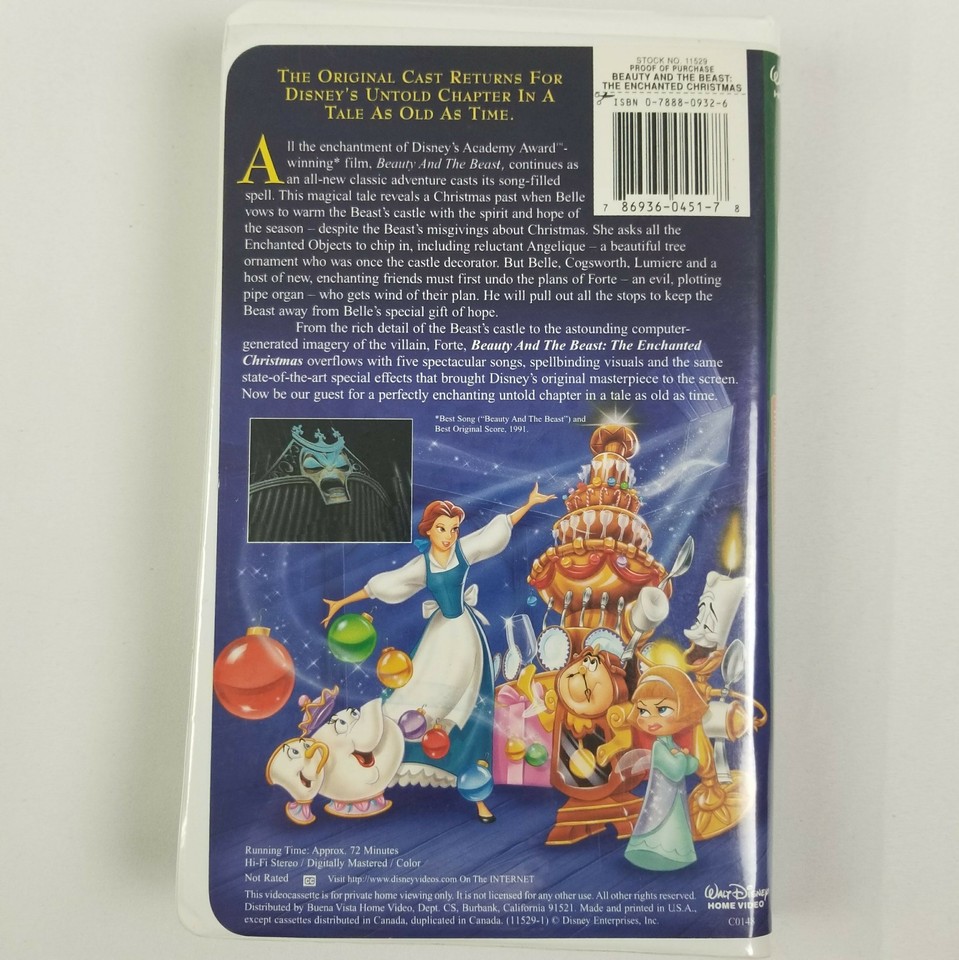 Beauty and the Beast The Enchanted Christmas VHS Clamshell Case ...
