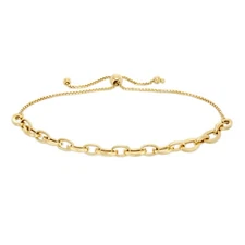 Adjustable Polished Open Oval Bolo Bracelet REAL 10K Yellow Gold For ALL WRISTS