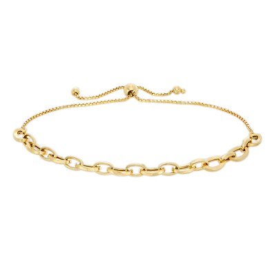 Adjustable Polished Open Oval Bolo Bracelet REAL 10K Yellow Gold For ALL WRISTS