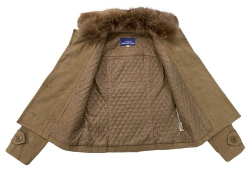 Burberry Blue label Women Biker Jacket Size 38 With Fur Collar - Picture 10 of 17