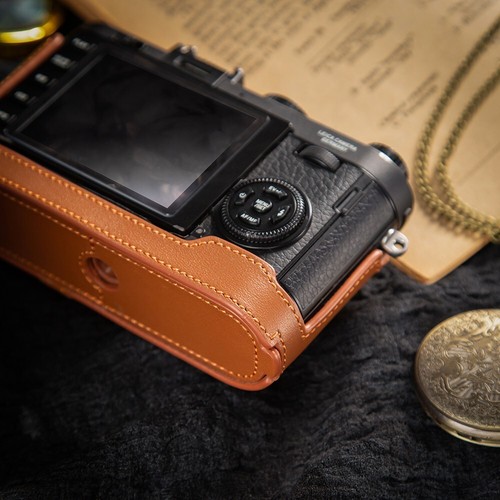 Brown Real Leather Half Camera Case bag cover for Leica X-E Typ 102 X2 X1 - Picture 5 of 6