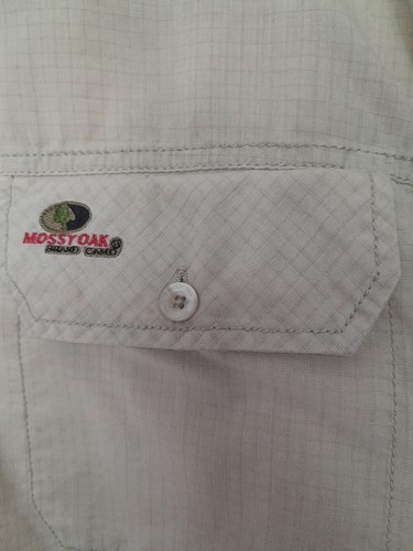 Mossy Oak Shirt Mens Large Beige Button Up Short Sleeves Lightweight - Picture 3 of 5