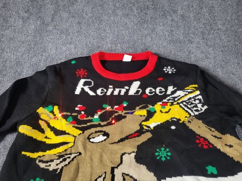Ugly Christmas Sweater Reinbeer Sweater Women Sz XL Multicolor Light Up Holiday - Picture 9 of 9